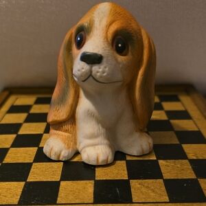 Homco Ceramic Puppy Figurine in Brown and White 3"